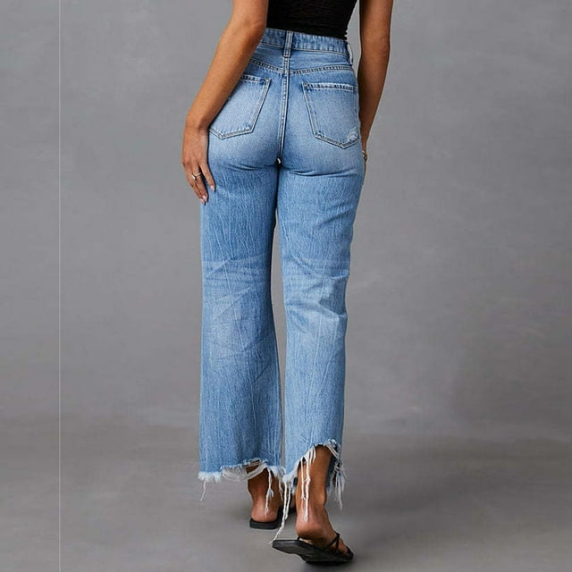 Pantalon Jean Délavé à Jambe Large : L'Essentiel Décontracté