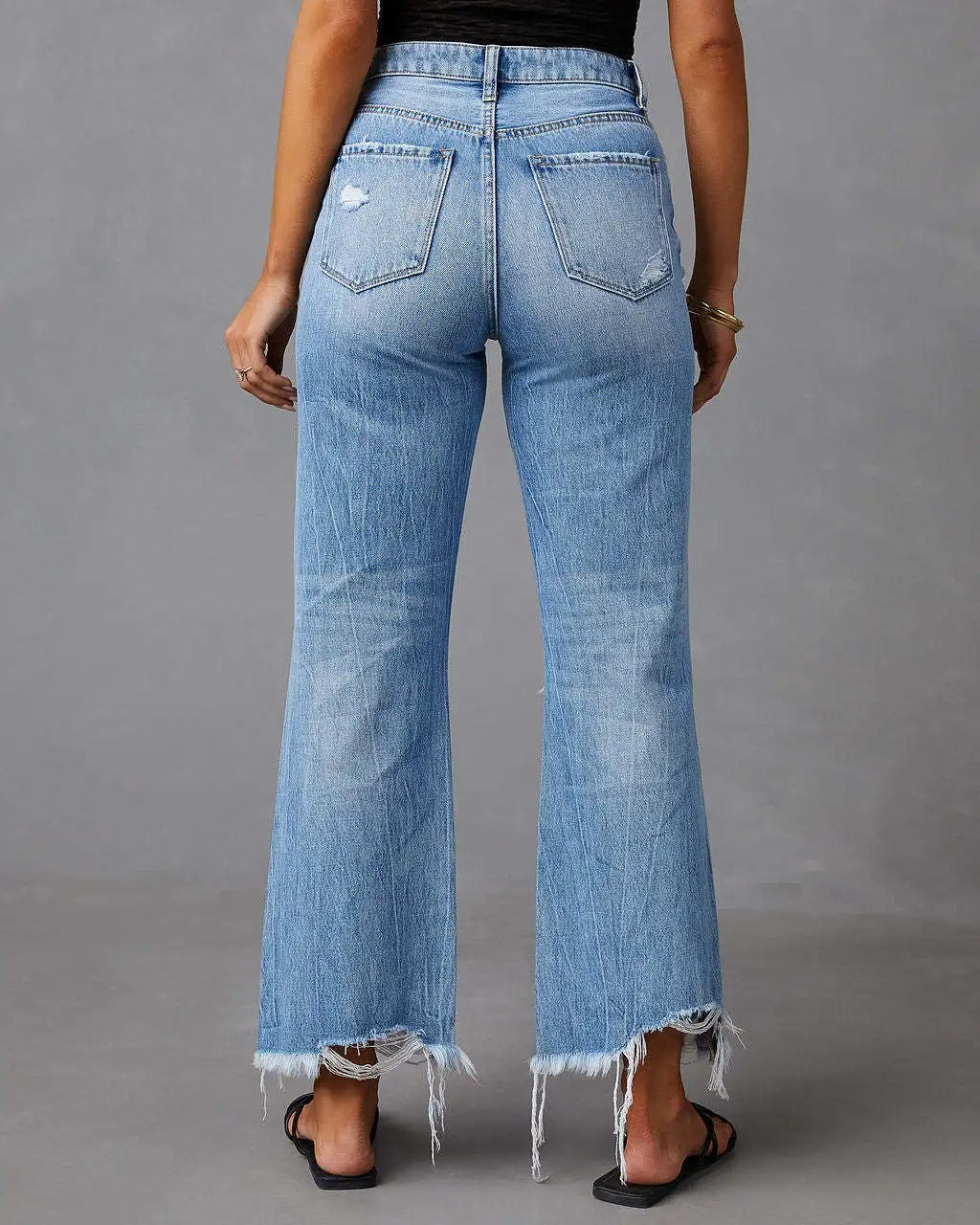 Pantalon Jean Délavé à Jambe Large : L'Essentiel Décontracté