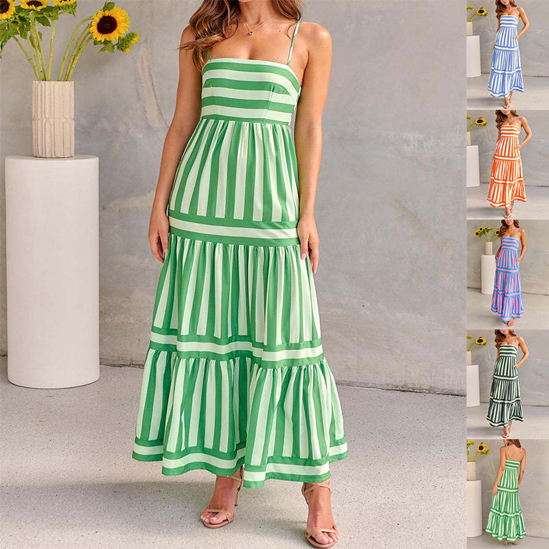 LAVEA | Robe d’Été à Rayures & Dos Dénudé – Chic Décontracté