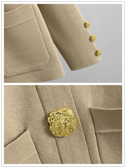 Duo Chic : Cardigan à Col V aux Boutons Dorés et Pantalon Large Taille Haute