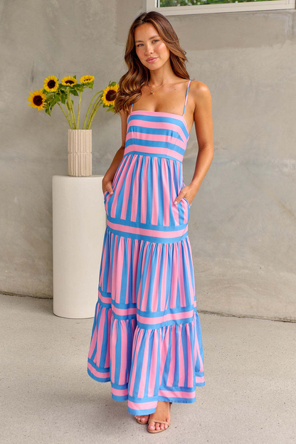LAVEA | Robe d’Été à Rayures & Dos Dénudé – Chic Décontracté