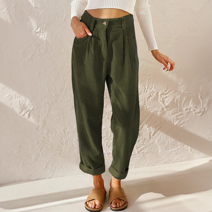 Sanya - Pantalon Décontracté en Velours Côtelé