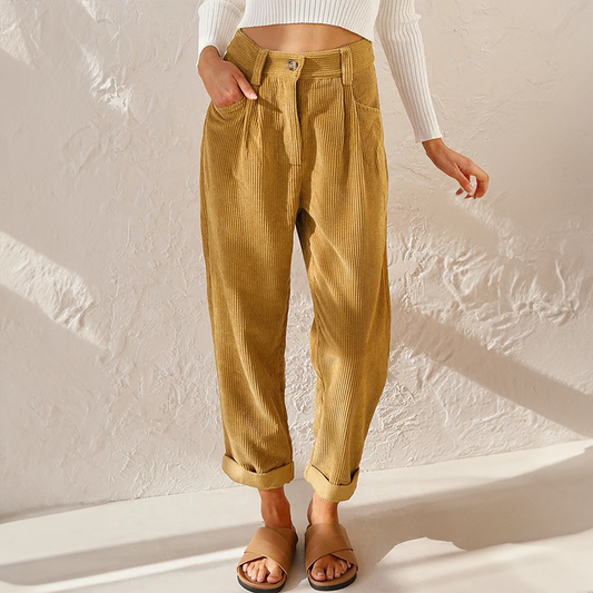 Sanya - Pantalon Décontracté en Velours Côtelé