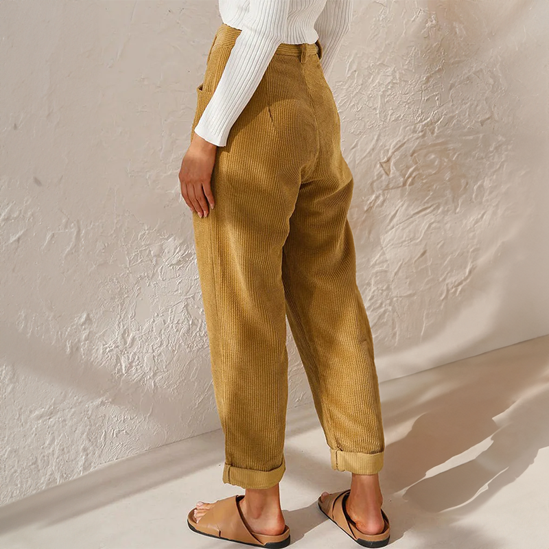 Sanya - Pantalon Décontracté en Velours Côtelé